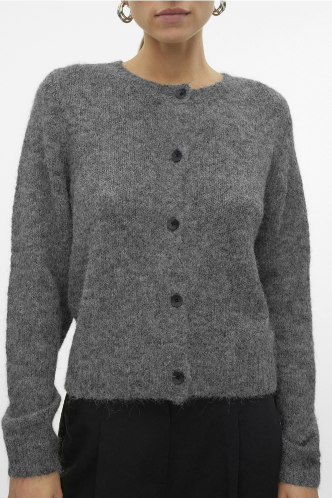 VMNOVAH LS O-NECK BUTTON CARDI GA N 10320496 MEDIUM GREY MELANGE